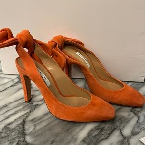 Carven Suede Coral Pumps